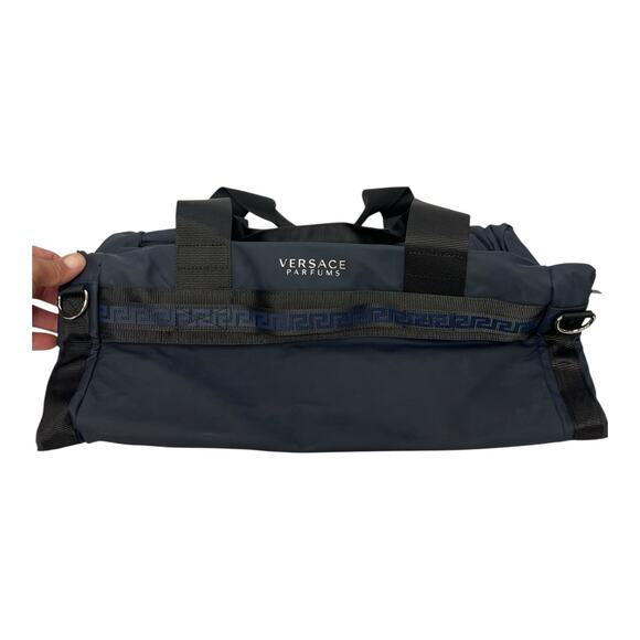Versace Parfums Duffle dark blue Backpack faux leather gym Weekender travel Bag - Picture 1 of 7